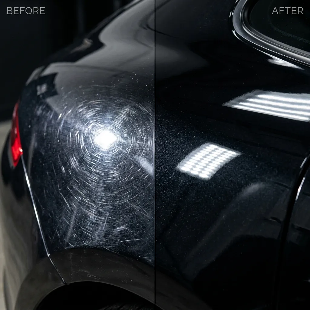 Before and after paint correction comparison
